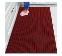WEOKDFHA Grand Tapis Grand paillasson Long et Fin for Porte d'entrée, extérieur rayé Rouge Gris, Tapis de Cuisine antidérapant, Chambre à Coucher, Sol(6,50x160cm)