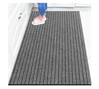 WEOKDFHA Grand Tapis Grand paillasson Long et Fin for Porte d'entrée, extérieur rayé Rouge Gris, Tapis de Cuisine antidérapant, Chambre à Coucher, Sol(4,40x60cm)