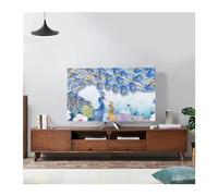 WEOKDFHA Housse De Télévision Anti-Poussière Couverture anti-poussière for capot de télévision à Force élastique, tissu 32 75 pouces, Style chinois Simple et moderne(08,47-50 inch)
