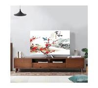 WEOKDFHA Housse De Télévision Anti-Poussière Couverture anti-poussière for capot de télévision à Force élastique, tissu 32 75 pouces, Style chinois Simple et moderne(01,52-60 inch)