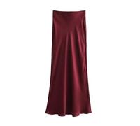 WEOKDFHA Jupe en Satin Jupes for Femmes, Jupe Moulante en Satin de Soie Unie, Style Plage Chic et élégant(Deep Purple,L)