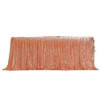 WEOKDFHA Jupes De Table Beige Or Paillettes Table Jupe Tables Tissu fête d'anniversaire Mariage noël Accessoires Bonbons décoration Festival déco pour Mariage Fête(Rose Gold 2,14FT-70x426cm)