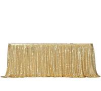 WEOKDFHA Jupes De Table Beige Or Paillettes Table Jupe Tables Tissu fête d'anniversaire Mariage noël Accessoires Bonbons décoration Festival déco pour Mariage Fête(Gold,14FT-70x426cm)