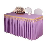 WEOKDFHA Jupes De Table Rectangle Table bébé douches fête Mariage Banquet Jupe Nappe décorer Couleur Unie Couverture Vaisselle Tissu pour Mariage Fête(Light Purple,Custom Size)
