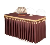 WEOKDFHA Jupes De Table Rectangle Table bébé douches fête Mariage Banquet Jupe Nappe décorer Couleur Unie Couverture Vaisselle Tissu pour Mariage Fête(Dark Brown,Custom Size)