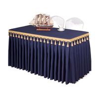 WEOKDFHA Jupes De Table Rectangle Table bébé douches fête Mariage Banquet Jupe Nappe décorer Couleur Unie Couverture Vaisselle Tissu pour Mariage Fête(Deep Blue,Custom Size)