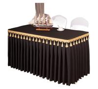 WEOKDFHA Jupes De Table Rectangle Table bébé douches fête Mariage Banquet Jupe Nappe décorer Couleur Unie Couverture Vaisselle Tissu pour Mariage Fête(Black,Custom Size)