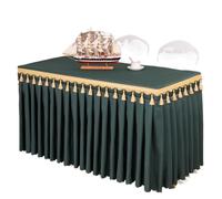 WEOKDFHA Jupes De Table Rectangle Table bébé douches fête Mariage Banquet Jupe Nappe décorer Couleur Unie Couverture Vaisselle Tissu pour Mariage Fête(Dark Green,Custom Size)