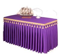 WEOKDFHA Jupes De Table Rectangle Table bébé douches fête Mariage Banquet Jupe Nappe décorer Couleur Unie Couverture Vaisselle Tissu pour Mariage Fête(Purple,Custom Size)