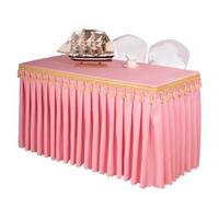 WEOKDFHA Jupes De Table Rectangle Table bébé douches fête Mariage Banquet Jupe Nappe décorer Couleur Unie Couverture Vaisselle Tissu pour Mariage Fête(Pink,Custom Size)