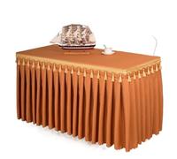 WEOKDFHA Jupes De Table Rectangle Table bébé douches fête Mariage Banquet Jupe Nappe décorer Couleur Unie Couverture Vaisselle Tissu pour Mariage Fête(Light Brown,Custom Size)