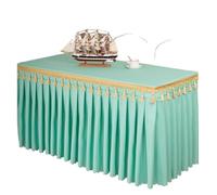 WEOKDFHA Jupes De Table Rectangle Table bébé douches fête Mariage Banquet Jupe Nappe décorer Couleur Unie Couverture Vaisselle Tissu pour Mariage Fête(Blue,Custom Size)
