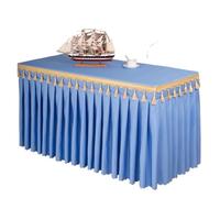 WEOKDFHA Jupes De Table Rectangle Table bébé douches fête Mariage Banquet Jupe Nappe décorer Couleur Unie Couverture Vaisselle Tissu pour Mariage Fête(Sky Blue,Custom Size)