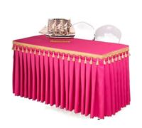 WEOKDFHA Jupes De Table Rectangle Table bébé douches fête Mariage Banquet Jupe Nappe décorer Couleur Unie Couverture Vaisselle Tissu pour Mariage Fête(Rose Red,Custom Size)