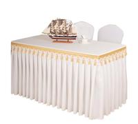 WEOKDFHA Jupes De Table Rectangle Table bébé douches fête Mariage Banquet Jupe Nappe décorer Couleur Unie Couverture Vaisselle Tissu pour Mariage Fête(White,Custom Size)