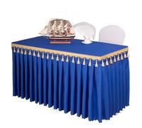 WEOKDFHA Jupes De Table Rectangle Table bébé douches fête Mariage Banquet Jupe Nappe décorer Couleur Unie Couverture Vaisselle Tissu pour Mariage Fête(Royal Blue,Custom Size)