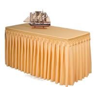 WEOKDFHA Jupes De Table Rectangle Table bébé douches fête Mariage Banquet Jupe Nappe décorer Couleur Unie Couverture Vaisselle Tissu pour Mariage Fête(Beige,Custom Size)