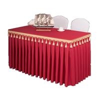 WEOKDFHA Jupes De Table Rectangle Table bébé douches fête Mariage Banquet Jupe Nappe décorer Couleur Unie Couverture Vaisselle Tissu pour Mariage Fête(Red,Custom Size)