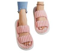 WEOKDFHA Pantoufles D'hiver À Bout Ouvert Femmes pantoufle Couple hiver doux talon plate-forme chaud bout ouvert moelleux maison pantoufles(Pink,36-37(fit35-36))