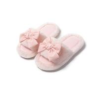 WEOKDFHA Pantoufles D'hiver À Bout Ouvert Hiver femmes pantoufle talon plate-forme fourrure douce chaud intérieur dame bout ouvert moelleux maison pantoufles(Pink,38-39)