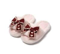 WEOKDFHA Pantoufles D'hiver À Bout Ouvert Hiver femmes pantoufle talon plate-forme fourrure douce chaud intérieur dame bout ouvert moelleux maison pantoufles(Pink-6,36-37)