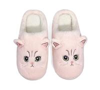 WEOKDFHA Pantoufles Moelleux pour Femme Chaussons en Peluche, Motif Chat Mignon, Tenue décontractée for Les familles, Couples, Amoureux des Chats et Femmes(Cat-Pink,42-43)