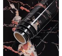 WEOKDFHA Papier Peint Pour Salon Marble Vinyl Film Self Adhesive Wallpaper for Bathroom Kitchen Cupboard Countertops Contact Paper PVC Waterproof Wall Stickers(Golden Black,500x80CM)