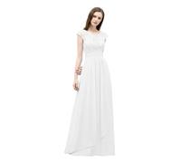 WEOKDFHA Robe De Demoiselle d'honneur Robe de Demoiselle d'honneur, Corsage en cœur et Superposition Dentelle, Jupe Mousseline à col Illusion sur Le Devant, Robe mariée(White,14)