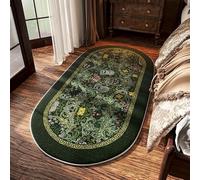 WEOKDFHA Tapis De Baie Vitrée Tapis de Chevet antidérapant, Doux et Confortable, Motif Floral rétro américain, Ovale, Long, for décoration d'intérieur(Color 7,40x120cm)