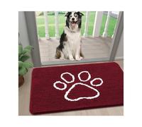 WEOKDFHA Tapis D'entrée Paillasson for Pattes De Chien Boueuses, Ultra Absorbant, en Chenille, Motif Empreinte Patte, Antidérapant, Séchage Rapide, Lavable(Color-01,80x100cm)