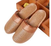 WEOKDFHA Tongs Plates For Femme Pantoufles D'été En Rotin Et Herbe Tissée, Chaussures Décontractées For Hommes, Pantoufles Antidérapantes(Coffee,43-44(44-45))