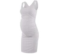 WEOKDFHA vêtements de grossesse Robes de maternité à manches courtes for femmes, vêtements de grossesse décontractés, douche, mère enceinte, couleur unie, col rond(Gray,L)