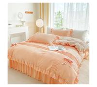 WEOKDFHA Volant sur Le Linge De Lit Housse de Couette à Volants Vintage en Coton Couleur Unie Rustique Ferme Parure lit Rayures géométriques avec 2 taies d'oreiller(8,King 220x240cm)