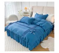 WEOKDFHA Volant sur Le Linge De Lit Housse de Couette à Volants Vintage en Coton Couleur Unie Rustique Ferme Parure lit Rayures géométriques avec 2 taies d'oreiller(Bronze,Queen 200x230cm)