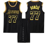 WEOPLKIN Ensemble Basket Enfant/Homme, Tenue Basket Enfant Garcon, Maillot de Basket, Idéale pour Matches & Loisirs noir S