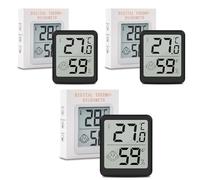 Wepai Lot Thermometre Interieur Maison, LCD Mini Digital Thermomètre avec Hygromètre, Mesure de Précision Murale pour Chambre Bébé, Culture et Cave, Noir (3)