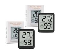 Wepai Lot Thermometre Interieur Maison, LCD Mini Digital Thermomètre avec Hygromètre, Mesure de Précision Murale pour Chambre Bébé, Culture et Cave, Noir (2)