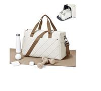 WEPLAN Sac de Sport Femme Homme Sac de Gym Léger Sac de Voyage avec Compartiment de Chaussures et Poche Humide Sacs de Sport Fitness Gym Duffle Bag Sacs Weekend Polochon Piscine,F1-Beige et Marron