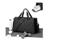 WEPLAN Sac de Sport Femme Homme Sac de Gym Léger Sac de Voyage avec Compartiment de Chaussures et Poche Humide Sacs de Sport Fitness Gym Duffle Bag Sacs Weekend Polochon Piscine,F2-Noir