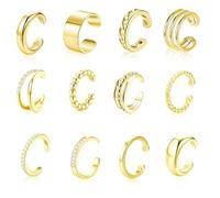 Weploda 12 PCS Piercing Oreille Réglables Boucles Oreille, Boucles d'oreilleses Femme, Ear Cuff Boucles d'oreilles Boucles d'oreilles, Convient à un usage quotidien, aux anniversaires, aux fêtes