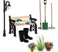 Weploda 6 Pièces Miniature Jardin Ornements Outils de Jardin Bricolage, Ornement Décoration Modèle en Bois Outils de Jardinage, Convient pour la Décoration de Mini Jardin