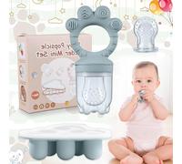 Weploda Alimentateur De Fruits En Silicone, Tétine Fruits Pour Bébé, Multifonctionnel Sucette Fruits Bébé, Tétine d'alimentation 1 Plateau de Congélateur, 3Tetines pour Enfants de 3 à 24 Mois