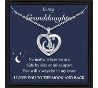 Weploda Collier en forme de cœur avec étoile de lune et inscription « An Ma fille » - Collier en forme de cœur pour fille - Pour anniversaire, Noël - Avec carte et boîte