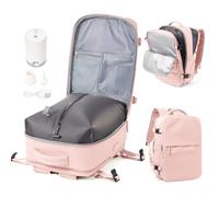 WEPOET Sac a Dos Compression sous Vide Homme Femme Sac Airbag Travel sous Vide Imperméable Sac à Dos Voyage Cabine Avion 40x30x20 Saca Sos Ordinateur Portable 14 Pouces Port USB-Rose