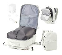 WEPOET Sac a Dos Compression sous Vide Homme Femme Sac Airbag Travel sous Vide Imperméable Sac à Dos Voyage Cabine Avion Saca Sos Grande Capacité USB-Blanc