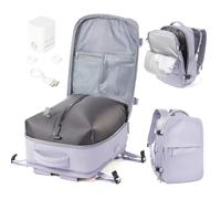 WEPOET Sac a Dos Compression sous Vide Homme Femme Sac Airbag Travel sous Vide Imperméable Sac à Dos Voyage Cabine Avion Saca Sos Grande Capacité USB-Violet