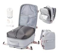 WEPOET Sac a Dos Compression sous Vide Homme Femme Sac Airbag Travel sous Vide Imperméable Sac à Dos Voyage Cabine Avion 40x30x20 Saca Sos Ordinateur Portable 14 Pouces Port USB-Gris