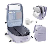 WEPOET Sac a Dos Voyage Cabine Avion Ryanair 40x30x20 Homme Femme, Sac a Dos Compression sous Vide Imperméable, Bagage Cabine 45x36x20 Easyjet Vacuum Backpack avec Pompe(Violet)