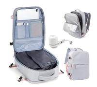 WEPOET Sac a Dos Voyage Cabine Avion Ryanair 40x30x20 Homme Femme, Sac a Dos Compression sous Vide Imperméable, Bagage Cabine 45x36x20 Easyjet Vacuum Backpack avec Pompe(Gris)