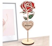 Weppduk Éternelle Cloche Ange, Coeur d'amour en Bois Maman - Fleurs Artificielles De Roses Rouges Fabriquées À La Main avec Support, Roses Mères pour Maman Grand-mère